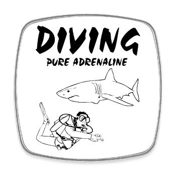 Diving - Tauchen - Taucher - Hai - Viereckiger Kühlschrankmagnet - Weiß - Vorne
