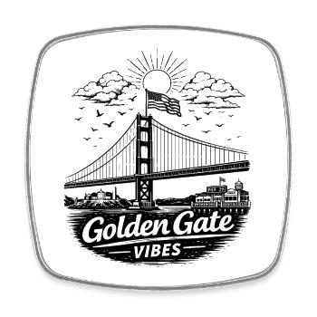 Golden Gate Vibes San Francisco Skyline - Magnet carré - blanc - Devant