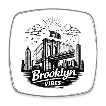Brooklyn Vibes New York City Urban Skyline - Viereckiger Kühlschrankmagnet - Weiß - Vorne