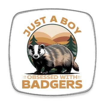 Funny Animal Badger - Viereckiger Kühlschrankmagnet - Weiß - Vorne