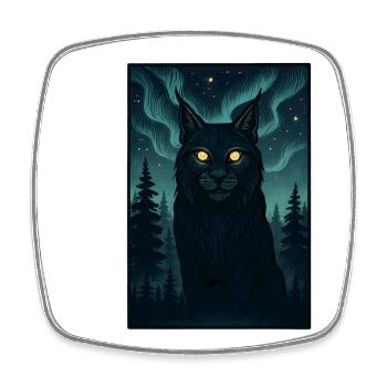 Northern lights in the forest - Square fridge magnet - white - Front
