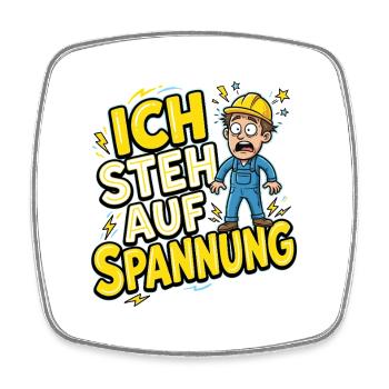 Ich steh auf Spannung Elektriker Spruch – Lustiges - Viereckiger Kühlschrankmagnet - Weiß - Vorne
