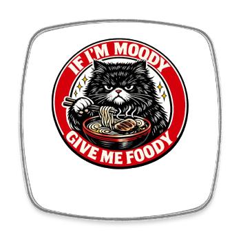 Bad Mood Cat Noodle Soup Logo - Square fridge magnet - white - Front