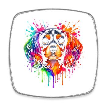 Le roi chevalier Charles | Pop Art pour les épagneules - Magnet carré - blanc - Devant
