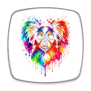 Papillon | Zwergspaniel Pop Art - Viereckiger Kühlschrankmagnet - Weiß - Vorne