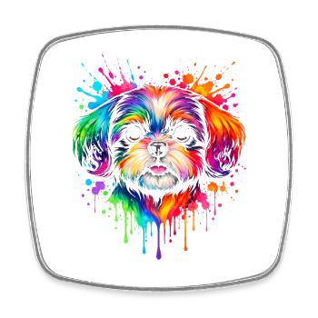 Shih Tzu | Kleinhund Pop Art - Viereckiger Kühlschrankmagnet - Weiß - Vorne