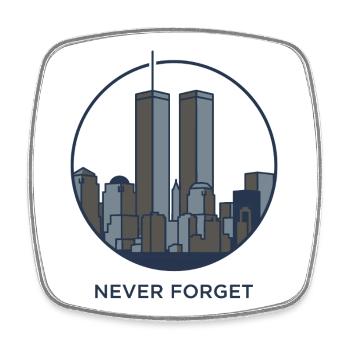 Never Forget Skyline Reminder - Square fridge magnet - white - Front