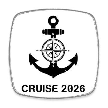 Anker Kompass Cruise 2026 - Viereckiger Kühlschrankmagnet - Weiß - Vorne