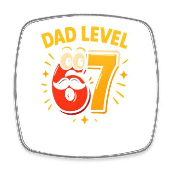 Dad Level 67 Six Seven Meme Father Dad Humor - Square fridge magnet - white - Front