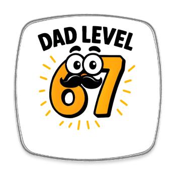 Dad Level 67 Six Seven Meme Father Dad Humor - Square fridge magnet - white - Front