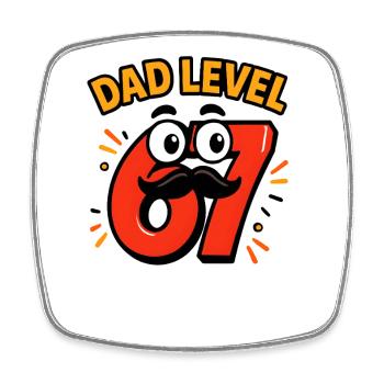 Dad Level 67 Six Seven Meme Father Dad Humor - Square fridge magnet - white - Front