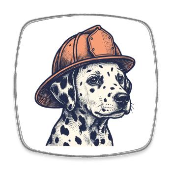 Vintage Dalmatiner-Feuerwehrhund - Viereckiger Kühlschrankmagnet - Weiß - Vorne