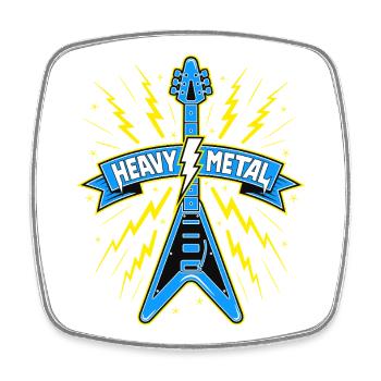Heavy Metal Banner mit E-Gitarre - Viereckiger Kühlschrankmagnet - Weiß - Vorne