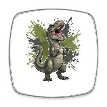Fighting T Rex motif - Square fridge magnet - white - Front