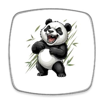 Lachender Panda im Bambus-Panorama - Viereckiger Kühlschrankmagnet - Weiß - Vorne
