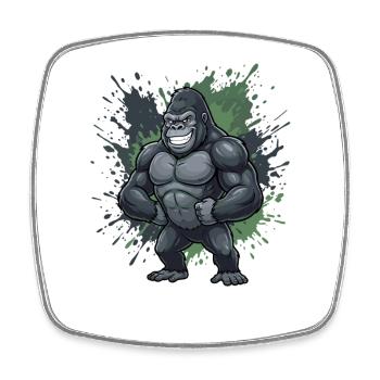 Kraftgorilla Spritzer-Style - Viereckiger Kühlschrankmagnet - Weiß - Vorne