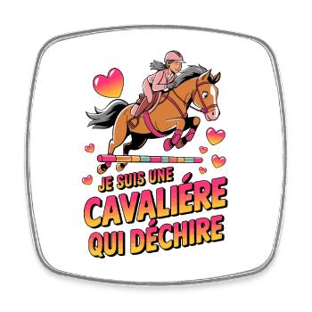  Je Suis Une Cavalière Qui Déchire Coole Reiterin - Viereckiger Kühlschrankmagnet - Weiß - Vorne