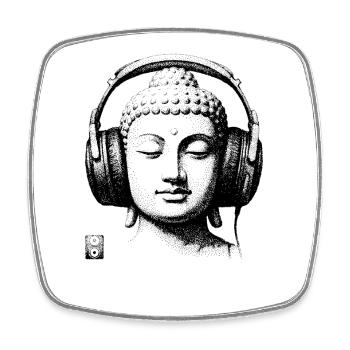 Music Buddha  - Viereckiger Kühlschrankmagnet - Weiß - Vorne