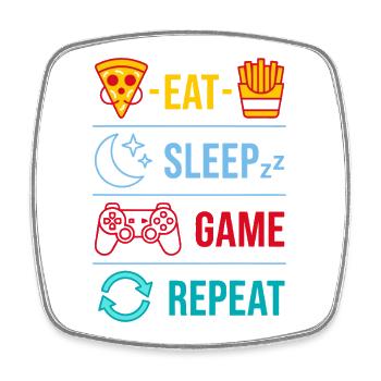 Eat Sleep Game Repeat Gaming Quotes for Gamer - Viereckiger Kühlschrankmagnet - Weiß - Vorne