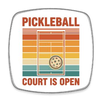 Pickleball Court Is Open Funny Player Pickle Ball - Square fridge magnet - white - Front