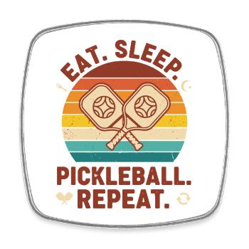 Pickleball Eat Sleep Pickleball Repeat Funny - Square fridge magnet - white - Front