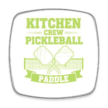 Pickleball Kitchen Crew Paddle lustige Spieler-Gurke - Viereckiger Kühlschrankmagnet - Weiß - Vorne