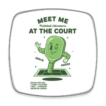 Pickleball Meet Me At The Court-Witzbold - Viereckiger Kühlschrankmagnet - Weiß - Vorne