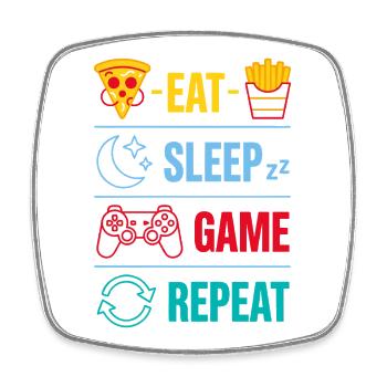 Eat Sleep Game Repeat Gaming Quotes for Gamer - Square fridge magnet - white - Front