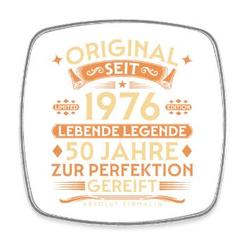 Original seit 1976 – Lebende Legende 50 Jahre - Viereckiger Kühlschrankmagnet - Weiß - Vorne