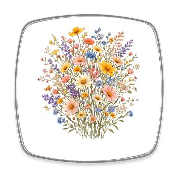 Vintage Blumen-Frauen-Wildblumen-Gartengarten - Viereckiger Kühlschrankmagnet - Weiß - Vorne