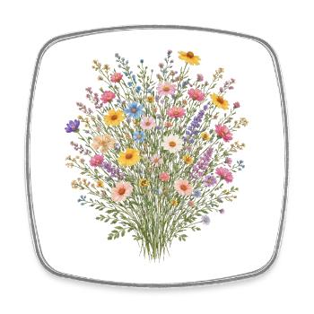 Vintage Blumen-Frauen-Wildblumen-Gartengarten - Viereckiger Kühlschrankmagnet - Weiß - Vorne