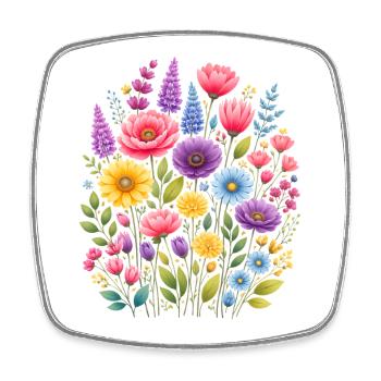 Vintage Blumen-Frauen-Wildblumen-Gartengarten - Viereckiger Kühlschrankmagnet - Weiß - Vorne