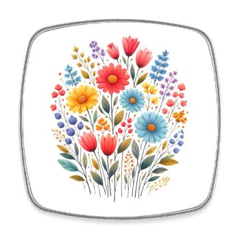 Vintage Blumen-Frauen-Wildblumen-Gartengarten - Viereckiger Kühlschrankmagnet - Weiß - Vorne