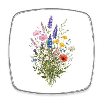 Vintage Blumen-Frauen-Wildblumen-Gartengarten - Viereckiger Kühlschrankmagnet - Weiß - Vorne