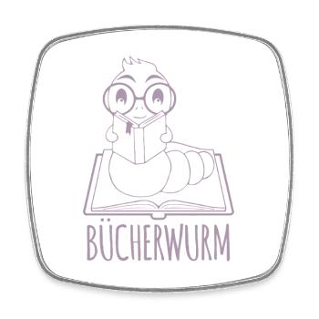 Bücherwurm Silhouette Minimalistisch Nerd - Viereckiger Kühlschrankmagnet - Weiß - Vorne