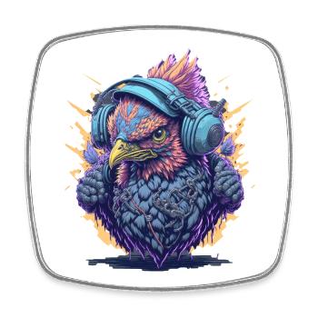 DJ avec un casque - Magnet carré - blanc - Devant