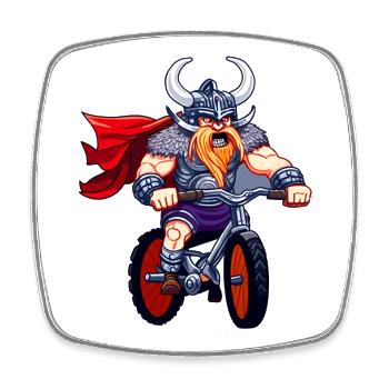 Viking à moto - Magnet carré - blanc - Devant
