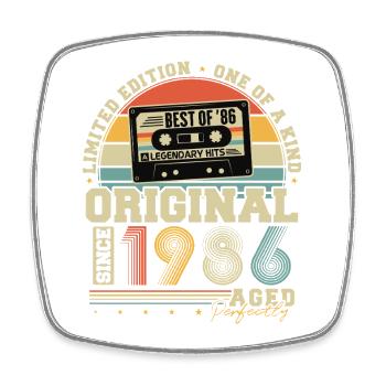 Anniversaire rétro vintage vintage original de 1986 - Magnet carré - blanc - Devant