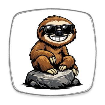 Sonnen-Sloth auf Felsen - Viereckiger Kühlschrankmagnet - Weiß - Vorne
