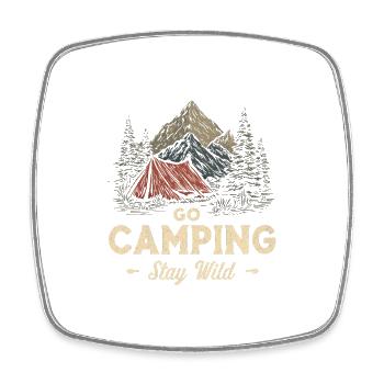 Camping Abenteuer Spruch Go Camping Stay Wild Camp - Viereckiger Kühlschrankmagnet - Weiß - Vorne