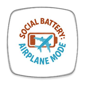 Batterie sociale vide | Introverti voyageur - Magnet carré - blanc - Devant