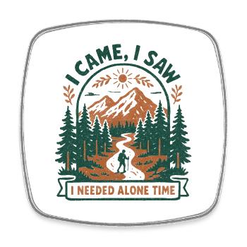 Found Solo Time | Hiking Introvert - Square fridge magnet - white - Front