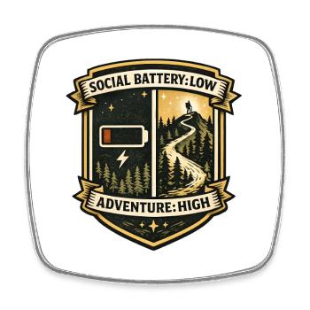 Batterie sociale vide | Lycée d’Aventure - Magnet carré - blanc - Devant