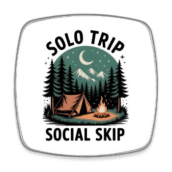 Solo instead of small talk | Camping Introvert - Square fridge magnet - white - Front