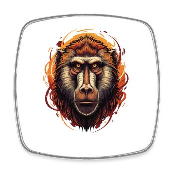 Pavian Affe Portrait - Viereckiger Kühlschrankmagnet - Weiß - Vorne