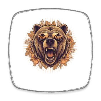 Tropical bear with sunglasses - Square fridge magnet - white - Front