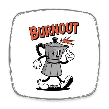 Dessin animé Burnout Moka Coffee Pot - Magnet carré - blanc - Devant