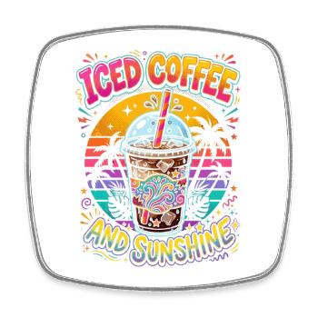 Café glacé et soleil - Magnet carré - blanc - Devant