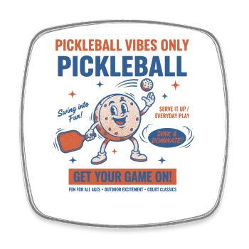 Pickleball Funny Player Pickle Ball Vibes Only - Square fridge magnet - white - Front