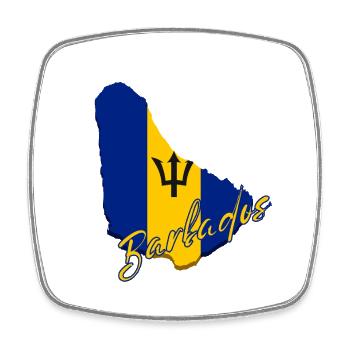 Barbados-Flaggenkarte, ich liebe Barbados - Viereckiger Kühlschrankmagnet - Weiß - Vorne